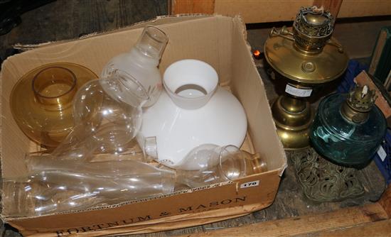 Oil lamp & another with shades